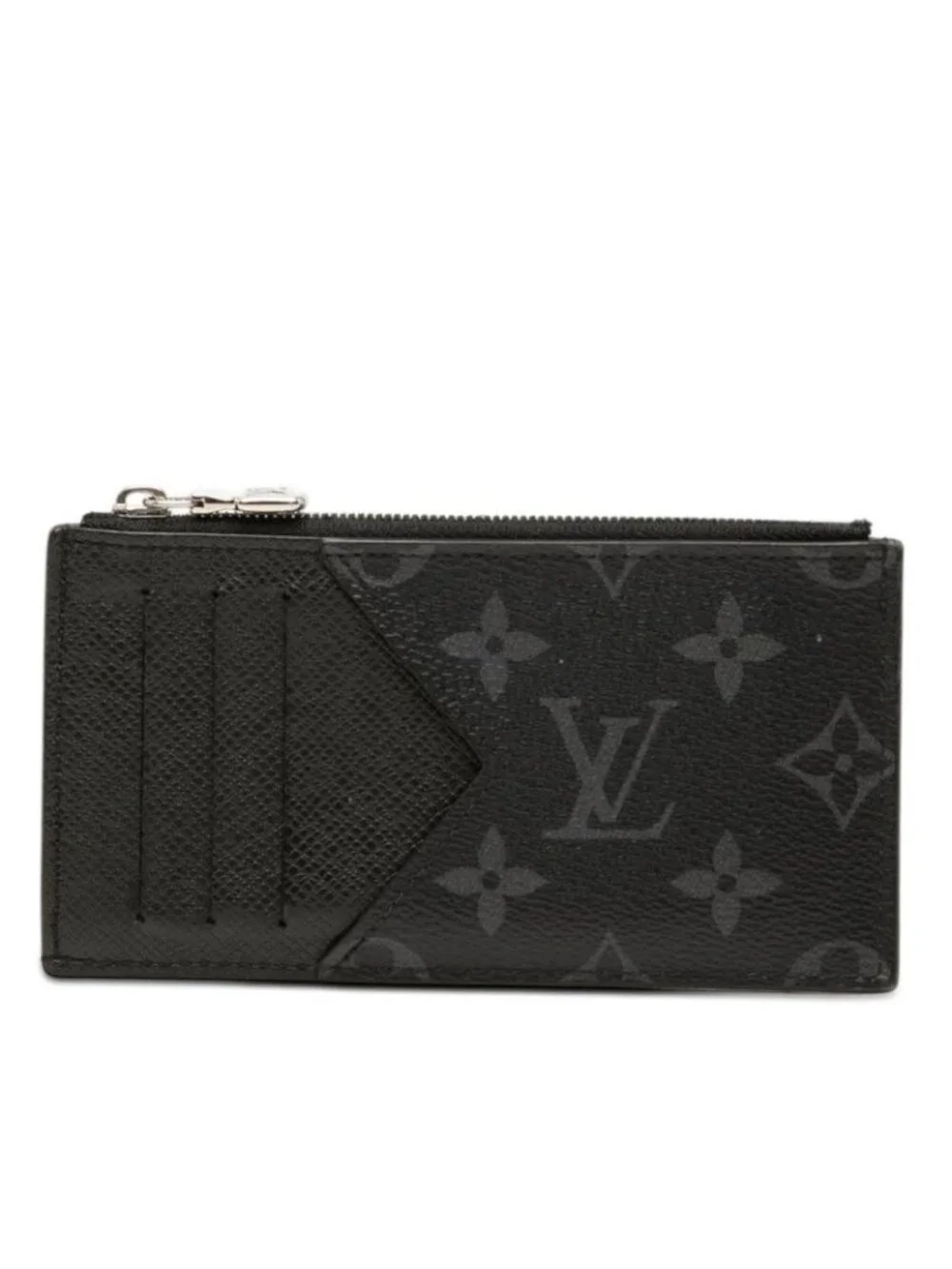 Louis Vuitton Monogram Eclipse Coin Card Holder Case Noir Black Leather